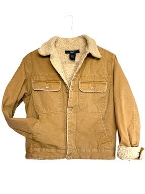 Vintage GAP Tan Sherpa Trucker Jacket Khaki Canvas